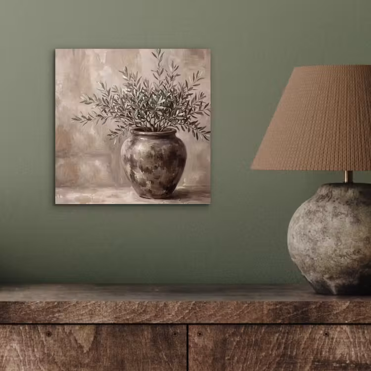 aluminium wall art - Olive Plant - Earthen Pot - Abstract - Beige — 3