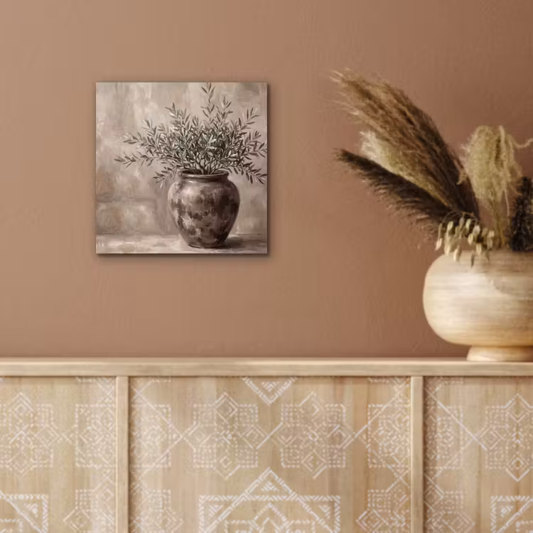 aluminium wall art - Olive Plant - Earthen Pot - Abstract - Beige — 5