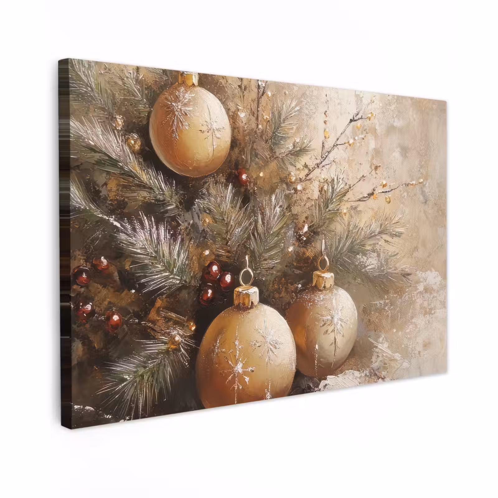 Canvas Print - Christmas - Christmas baubles - Beige - Gold — 1