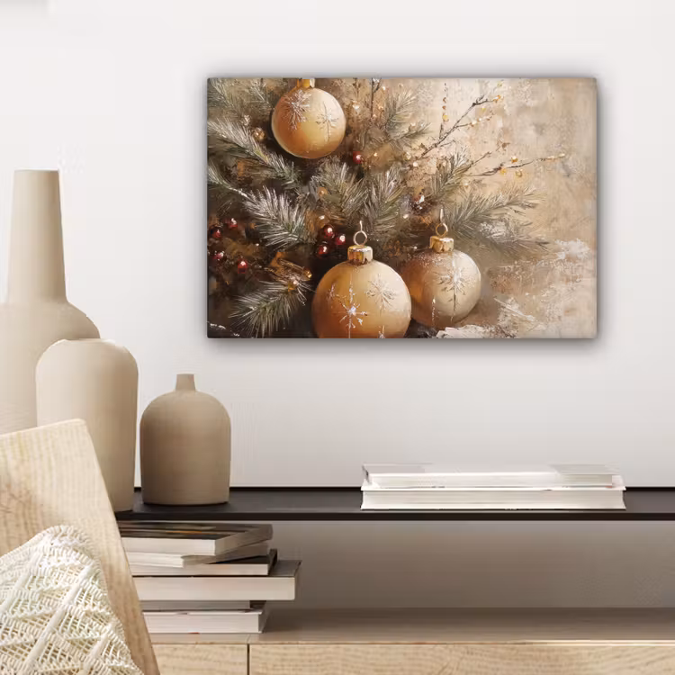 Canvas Print - Christmas - Christmas baubles - Beige - Gold — 5