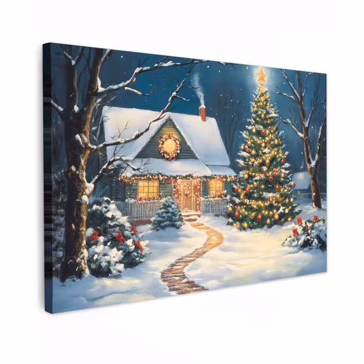 Canvas Print - Christmas - Christmas tree - Winter - House - Snow — 1
