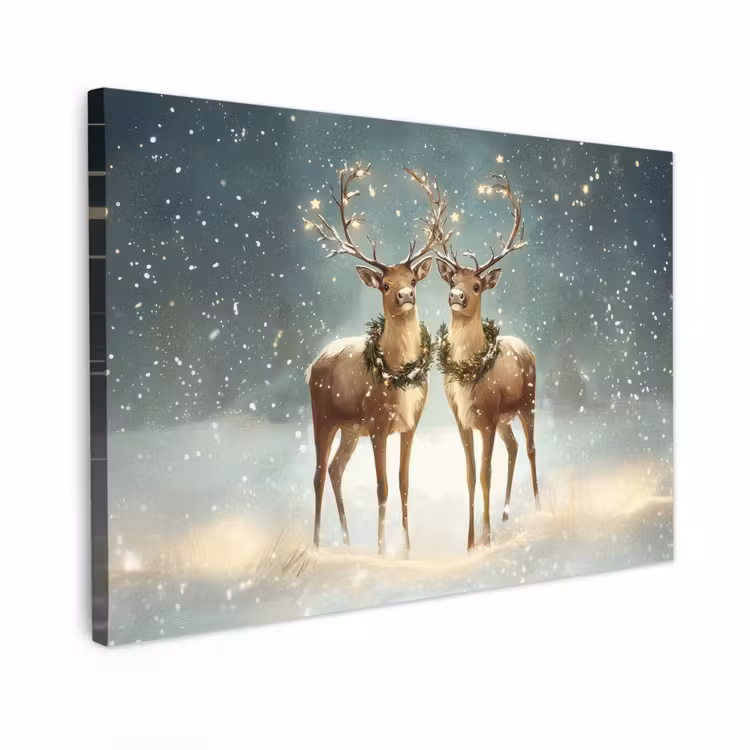 Canvas Print - Christmas Magic - Winter Forest - Reindeer — 1
