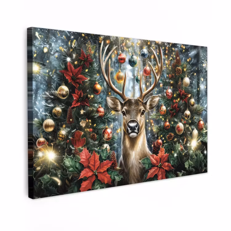 Canvas Print - Christmas party - Pine forest - Red — 1