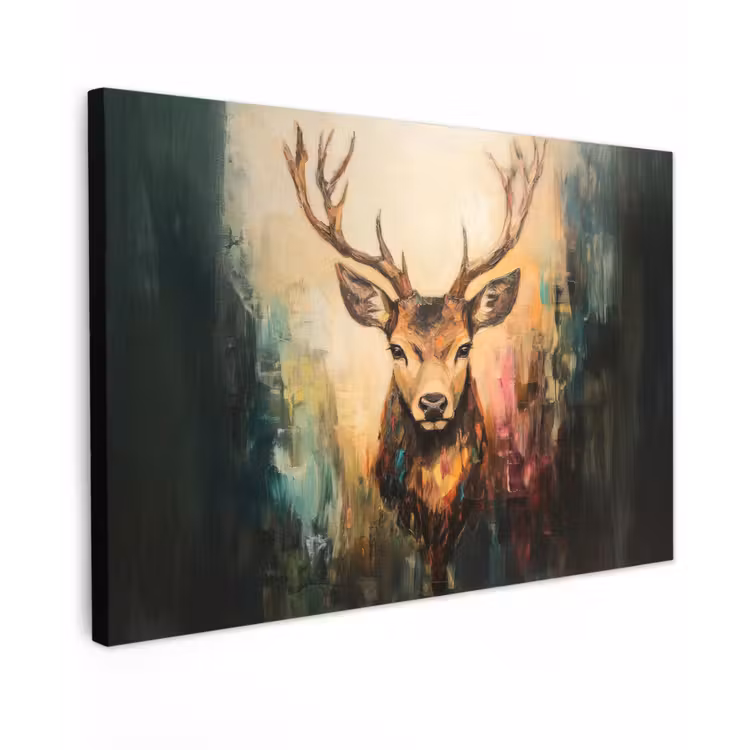Canvas Print - Deer - Painted - Antlers - Brown — 1