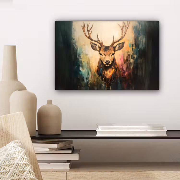 Canvas Print - Deer - Painted - Antlers - Brown — 5