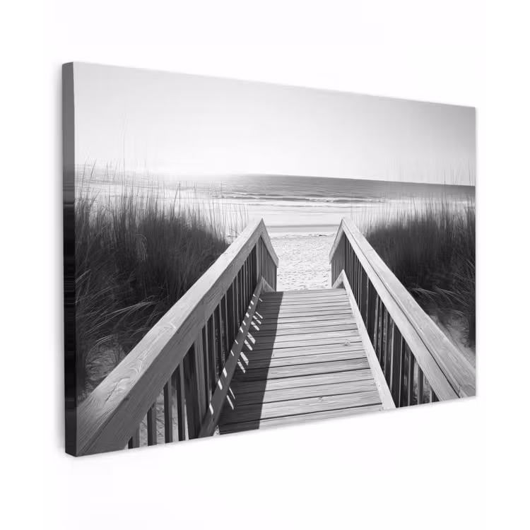 Canvas Print - Footbridge - Wood - Beach - Sea — 1