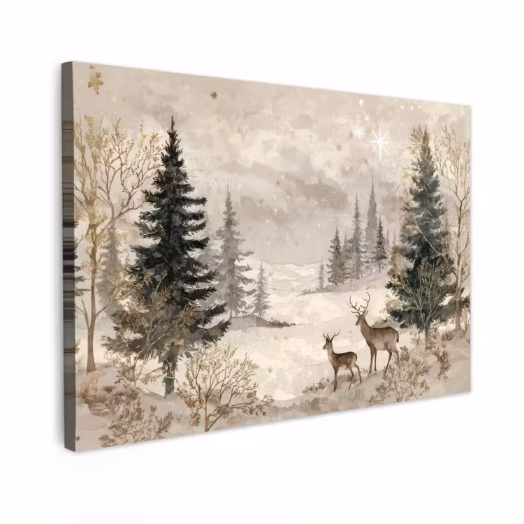 Canvas Print - Forest - Deer - Winter - Snow — 1