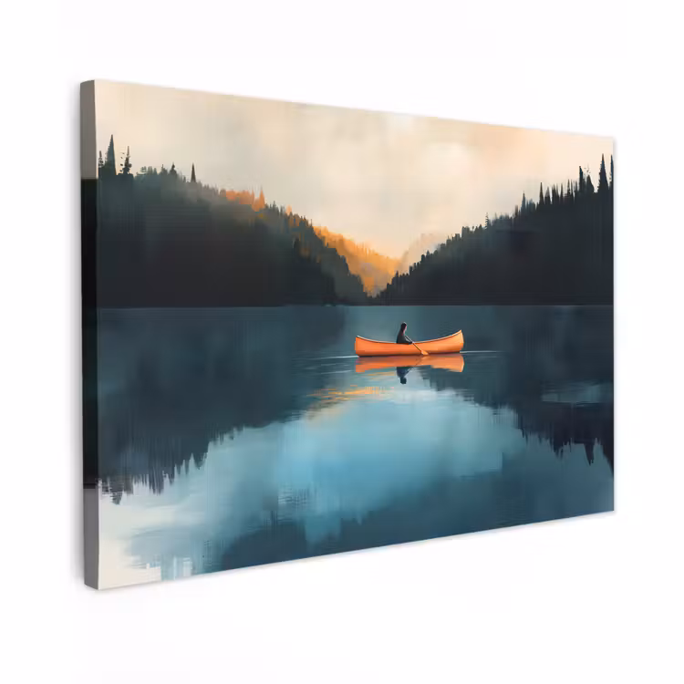 Canvas Print - Forests - Lake - Canoe - Orange — 1