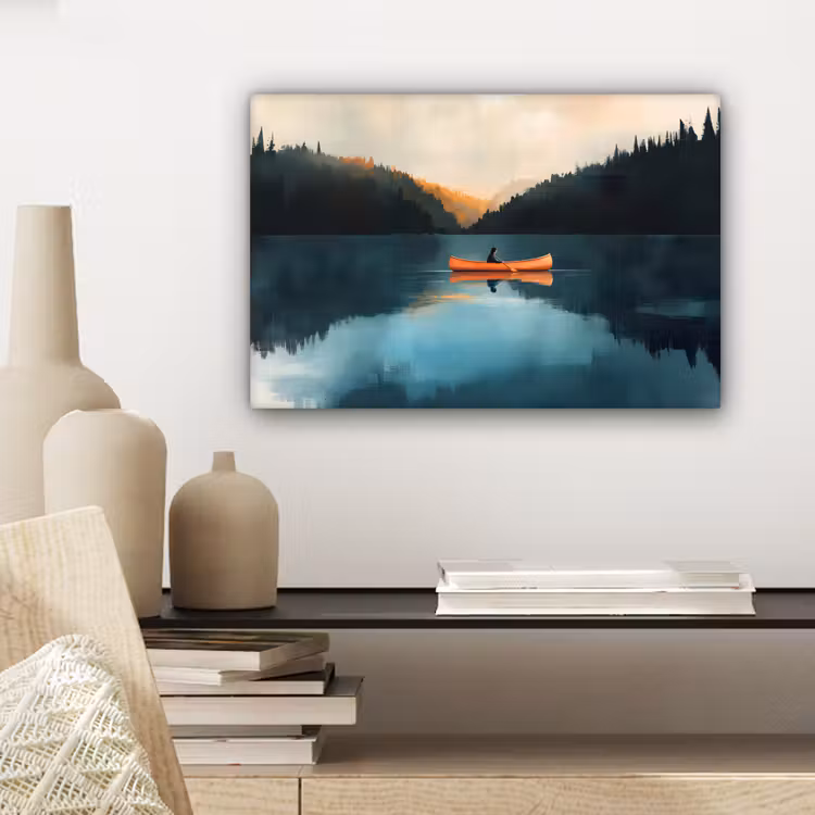 Canvas Print - Forests - Lake - Canoe - Orange — 5