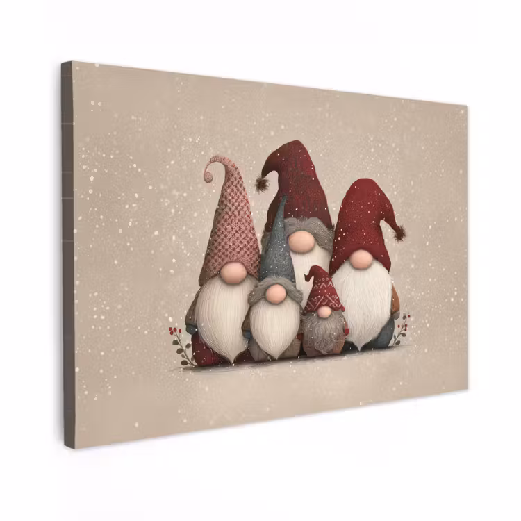 Canvas Print - Gnomes - Christmas - Snow - Pointed hats — 1
