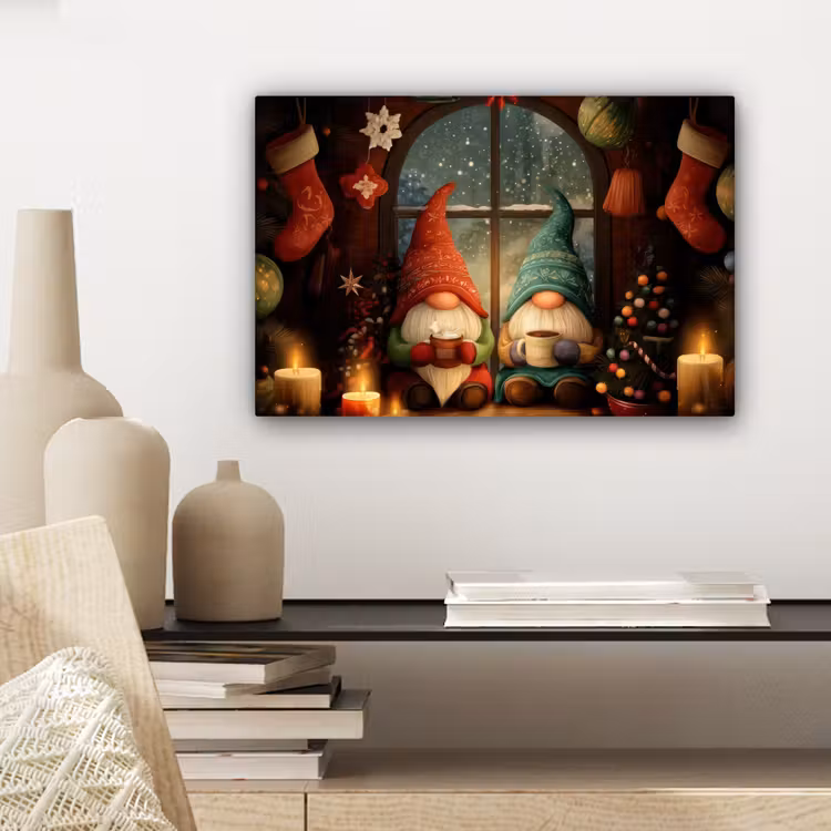 Canvas Print - Gnomes - Christmas - Window - Colorful — 5