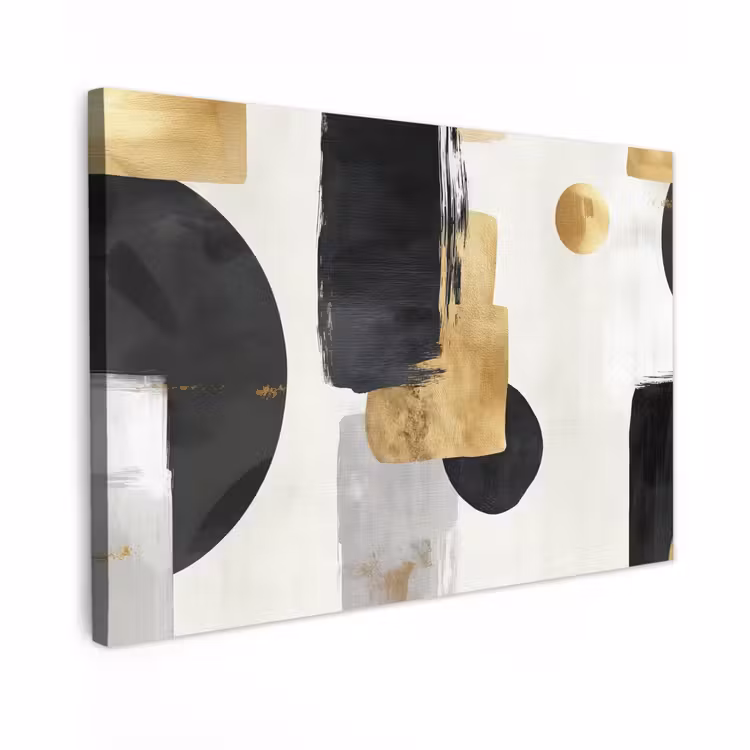 Canvas Print - Gold - Rectangles - Circles - Abstract — 1
