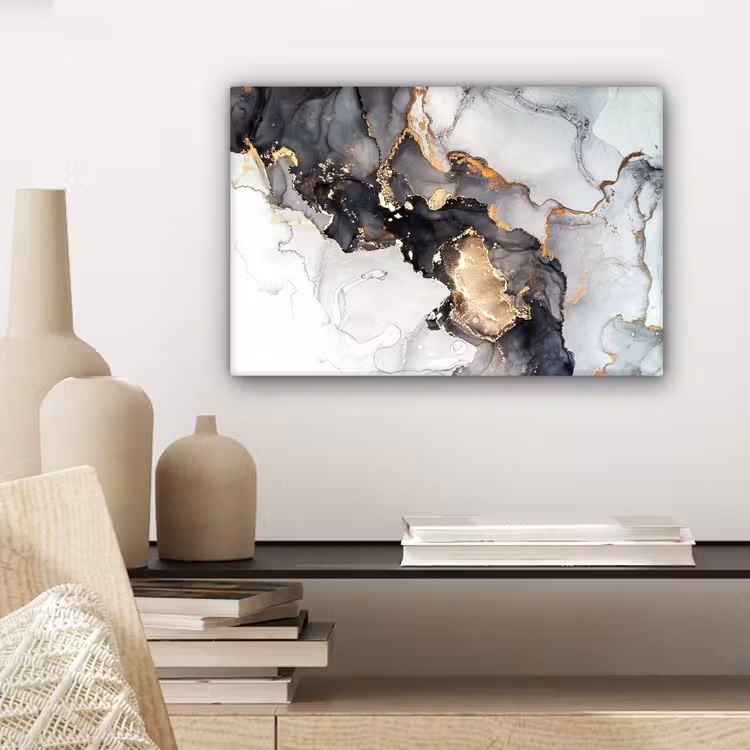 Canvas Print - Marble - Gold - Abstract - Black and White - Luxury — 5