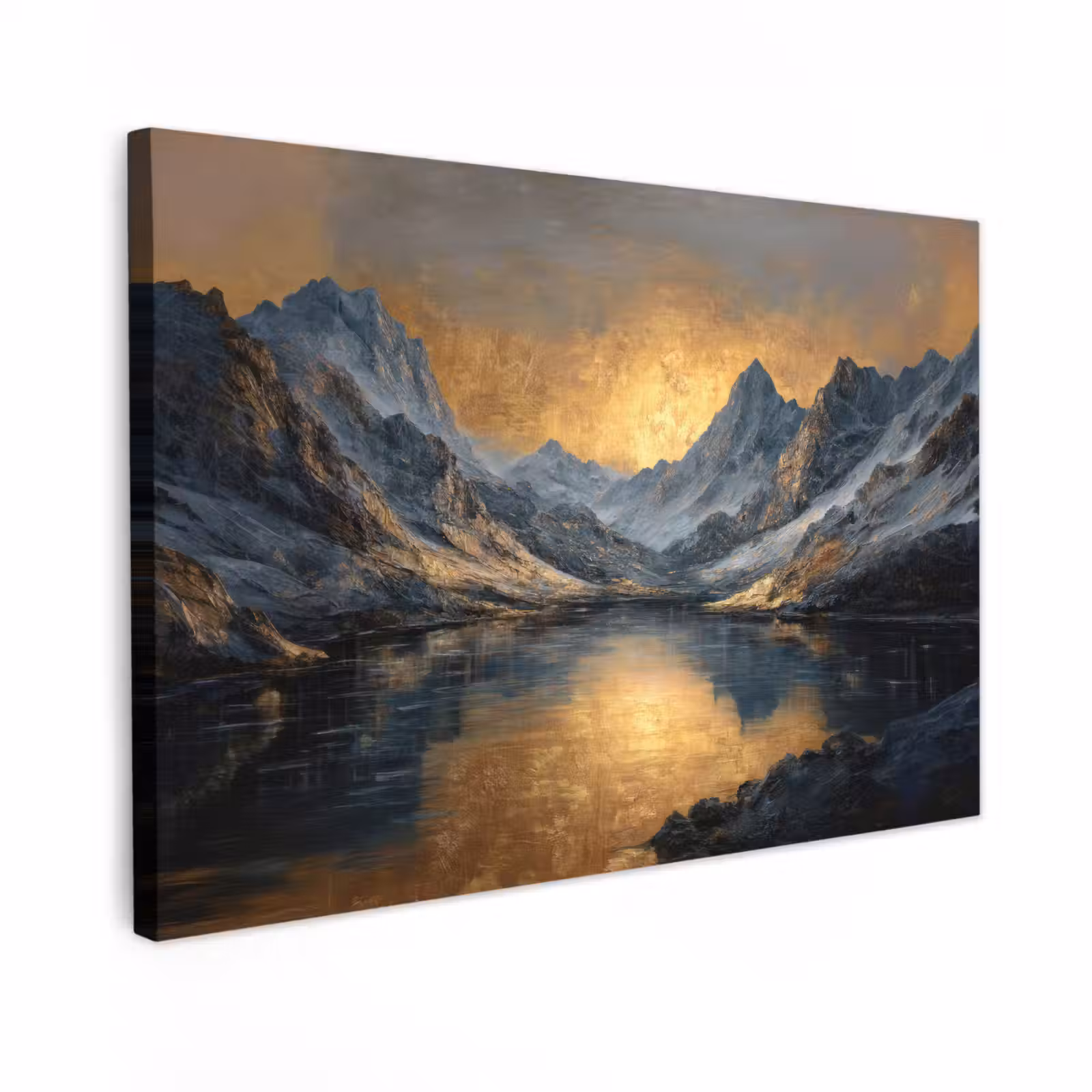 Canvas Print - Mountain Scenery with Golden Sunset — 1
