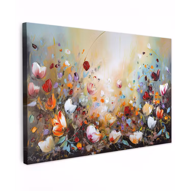 Canvas Print - Oil painting - Flowers - Colorful - Nature — 1