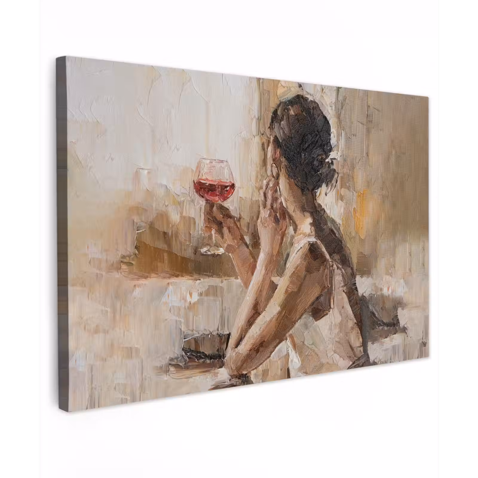Canvas Print - Painting - Oil paint - Woman - Wine — 1