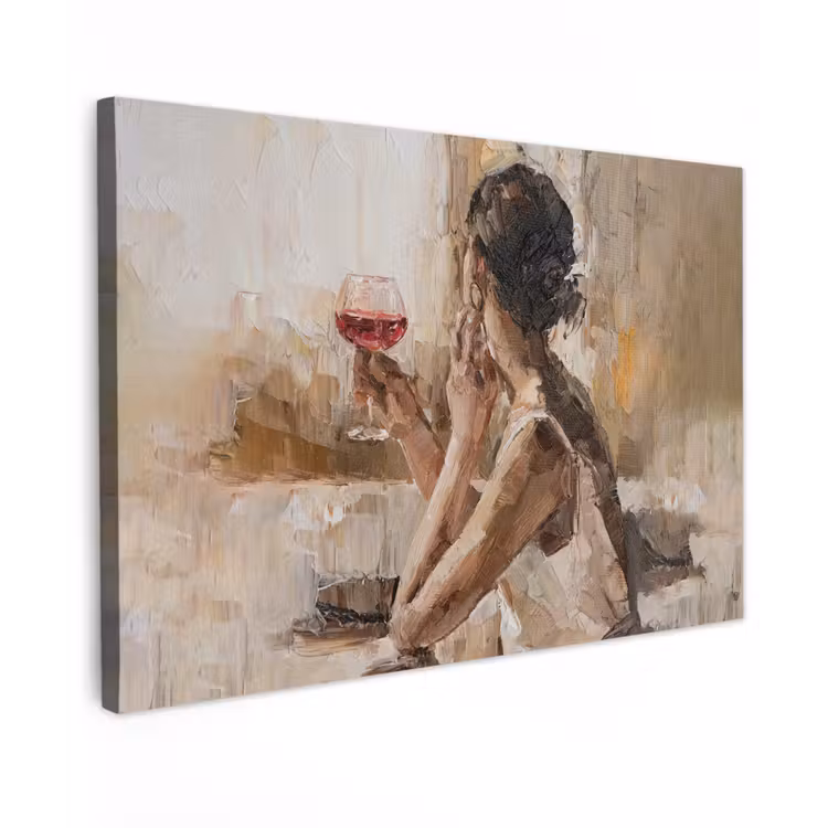 Canvas Print - Painting - Oil paint - Woman - Wine — 1