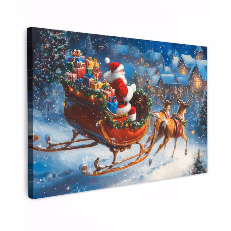 Canvas Print - Santa Claus - Reindeer - Christmas - Snow — 1