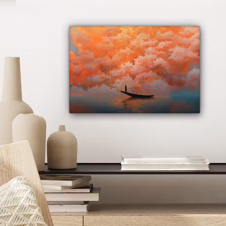 Canvas Print - Sea - Boat - Clouds - Orange — 5