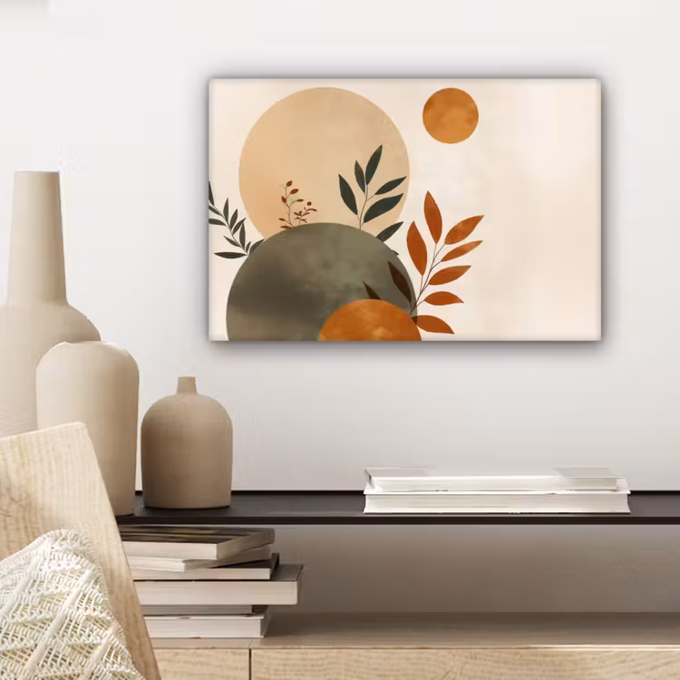 Canvas Print - Shapes - Round - Leaves - Beige — 5