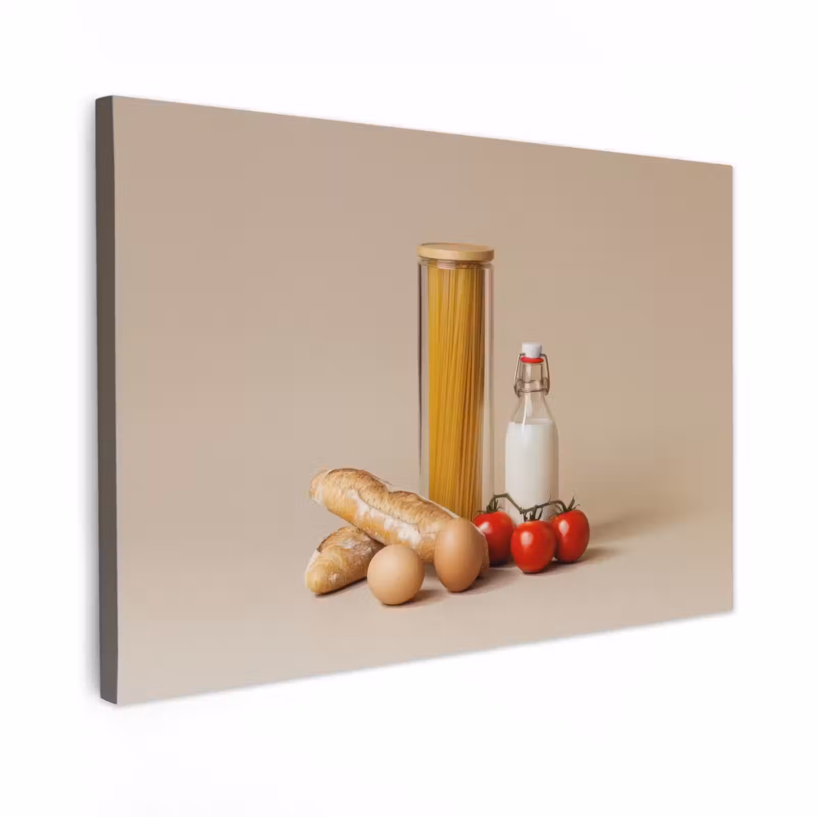 Canvas Print - Spaghetti - Milk - Tomatoes - Eggs - Bread — 1