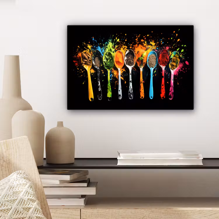 Canvas Print - Spoons - Spices - Modern - Graffiti - Paint - Colorful — 5