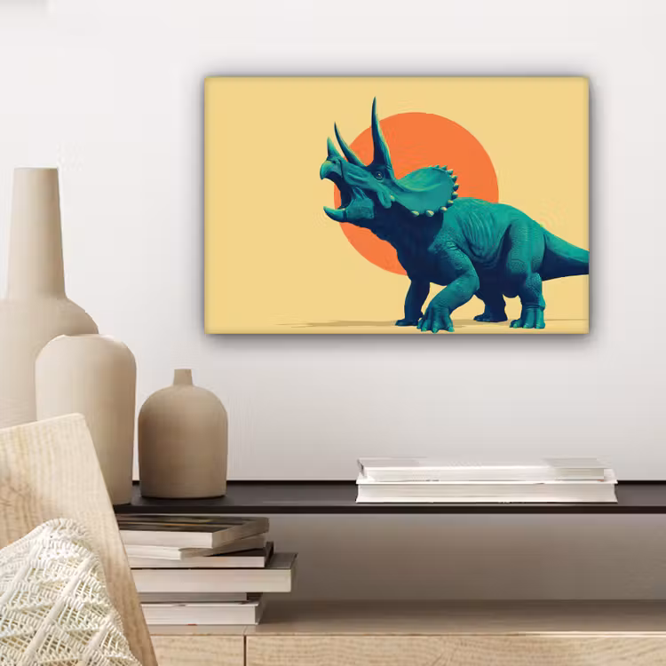 Canvas Print - Triceratops - Circle - Orange - Horns — 5