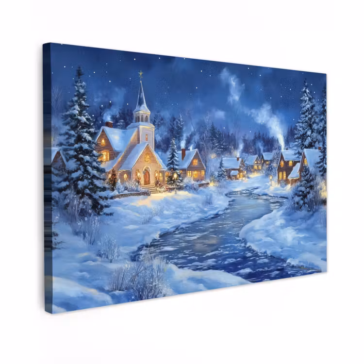 Canvas Print - Winter evening - Christmas Village - Dark — 1