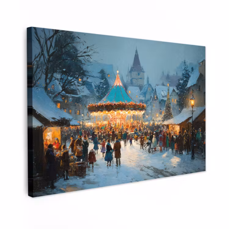 Canvas Print - Winter fair - Village - Colorful — 1