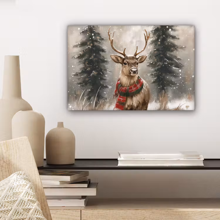 Canvas Print - Winter - Forest - Reindeer - Dark — 5