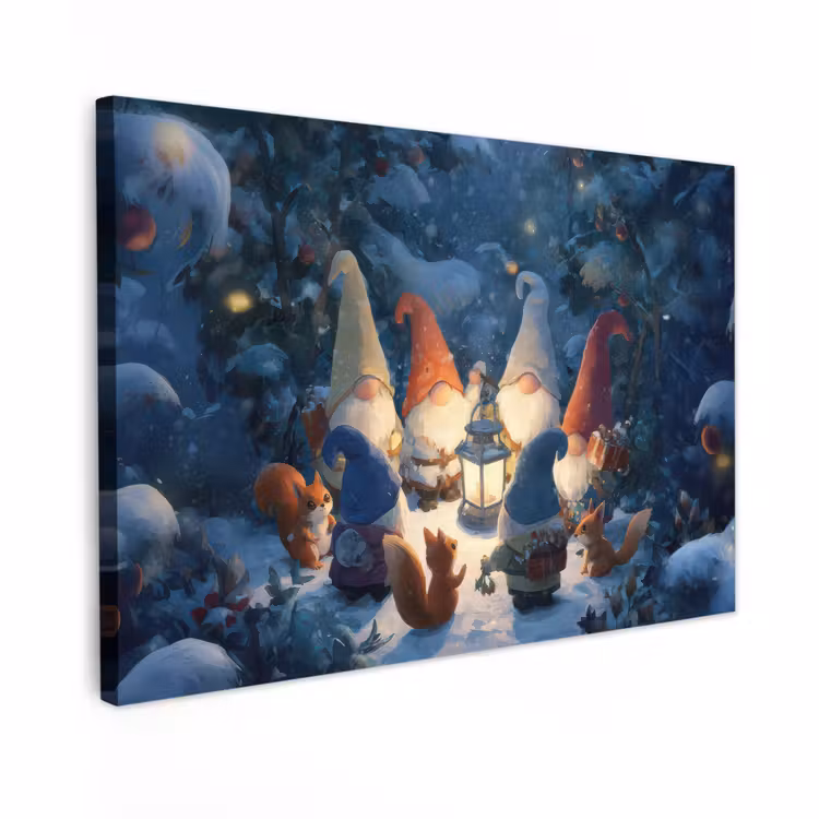 Canvas Print - Winter - Gnomes - Squirrels - Multicolored — 1