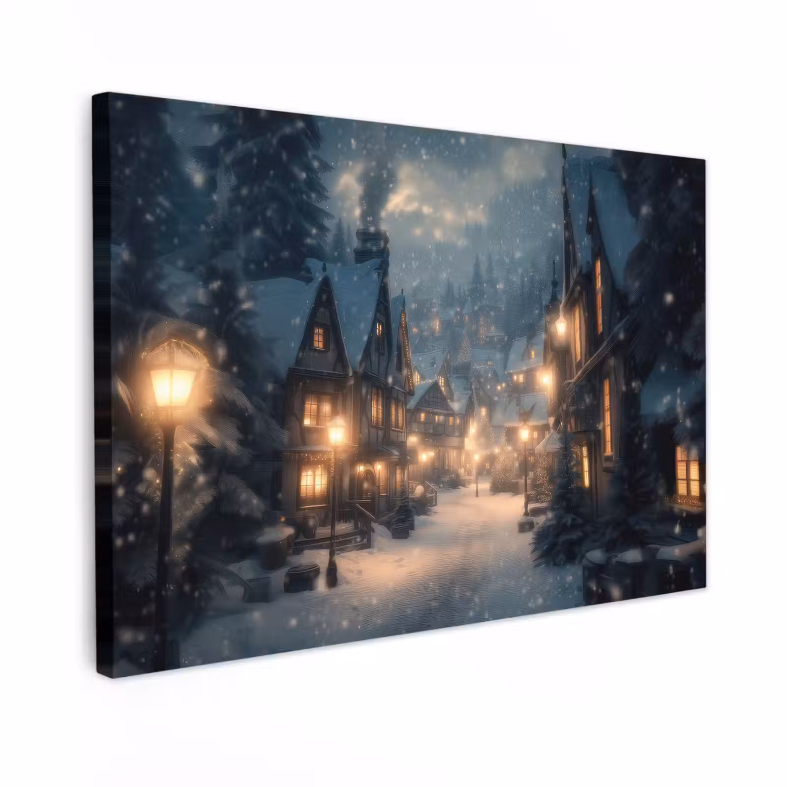 Canvas Print - Winter Village - Snow - Dark — 1