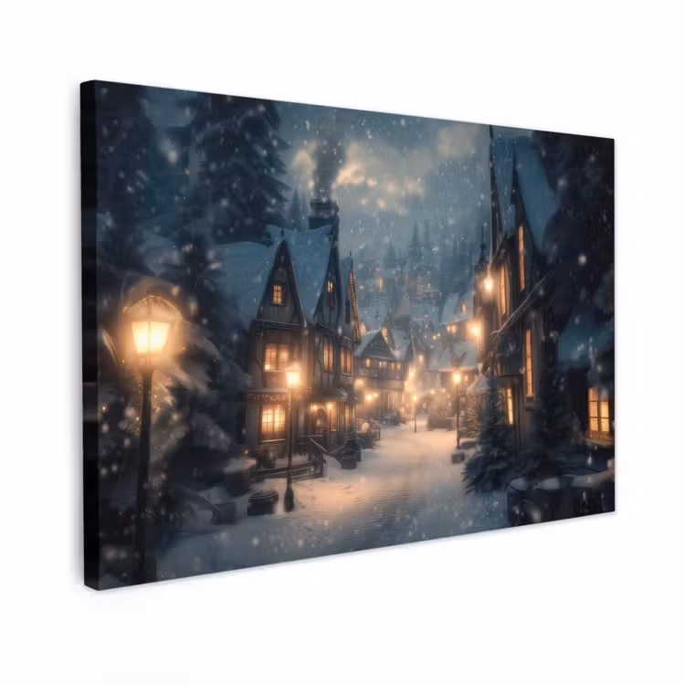 Canvas Print - Winter Village - Snow - Dark — 1