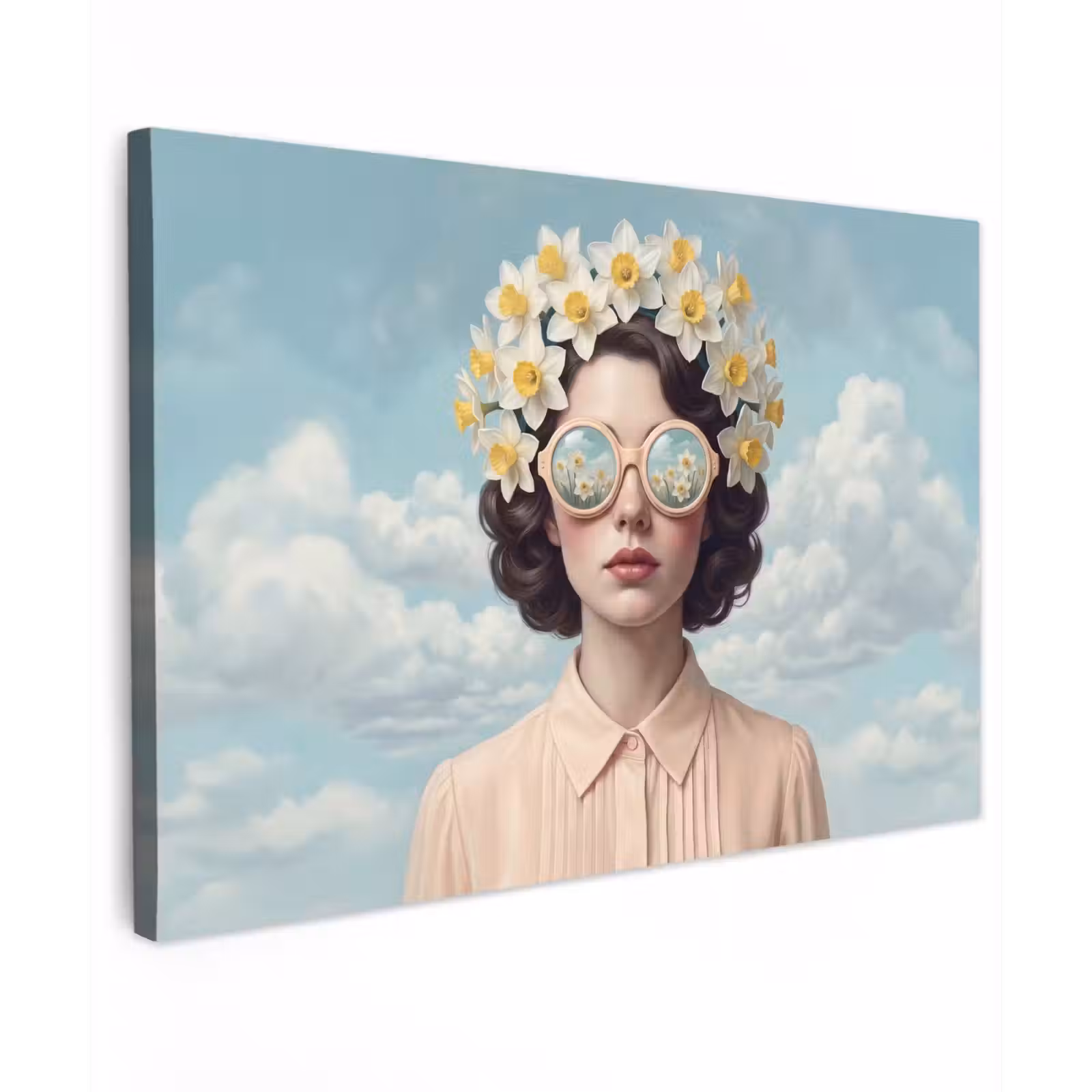 Canvas Print - Woman - Daffodils - Yellow — 1