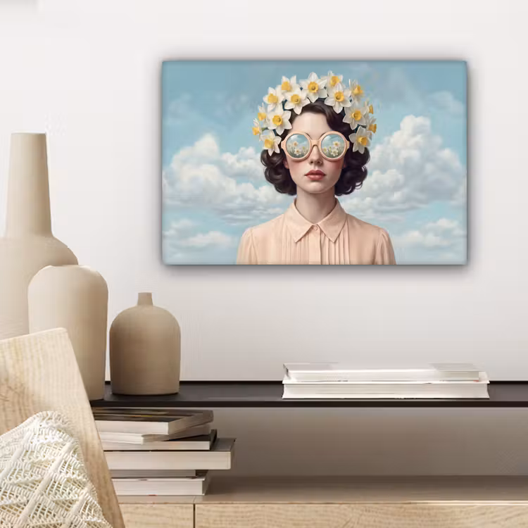 Canvas Print - Woman - Daffodils - Yellow — 5