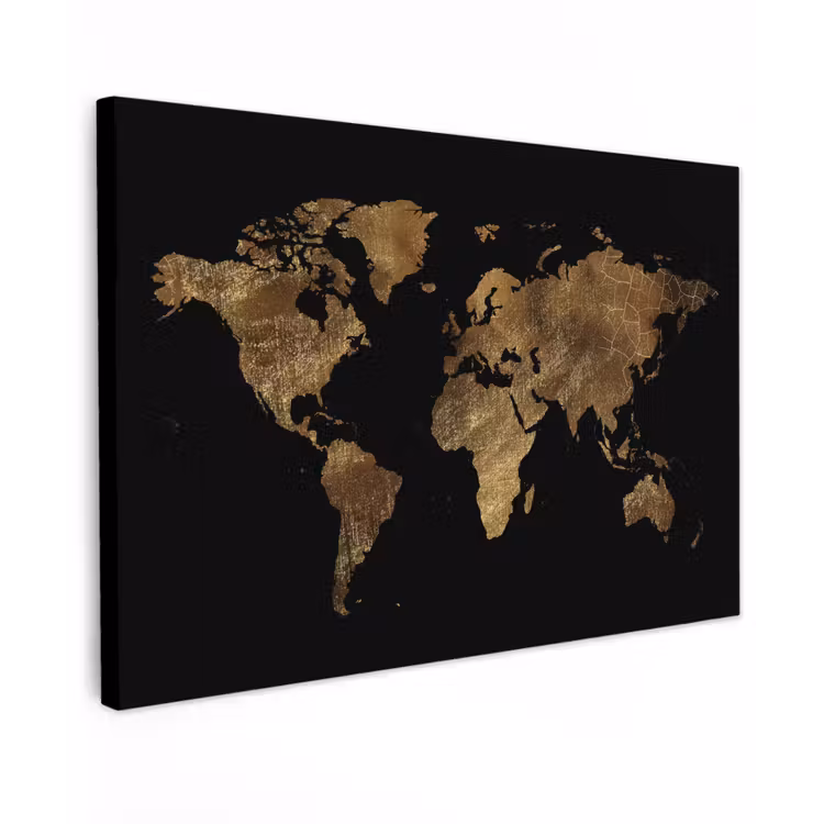 Canvas Print - World map - Gold - Luxury - Earth - Black — 1