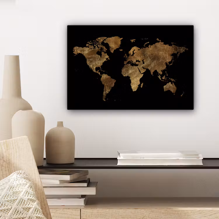 Canvas Print - World map - Gold - Luxury - Earth - Black — 5