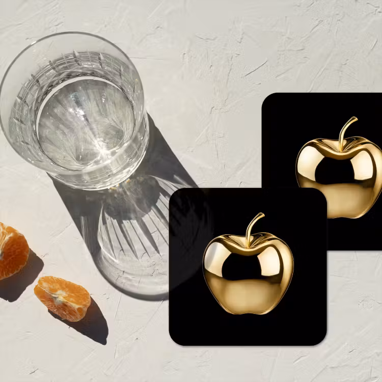 Coaster - Apple - Gold - Chrome - Black — 2