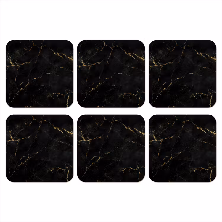 Coaster - Black marble - Golden veins - Classic — 1