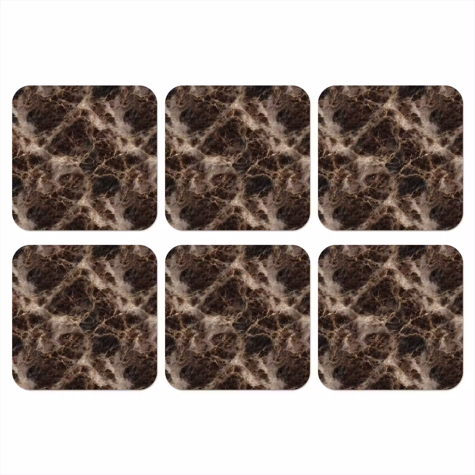Coaster - Brown - Gold - Marble — 1