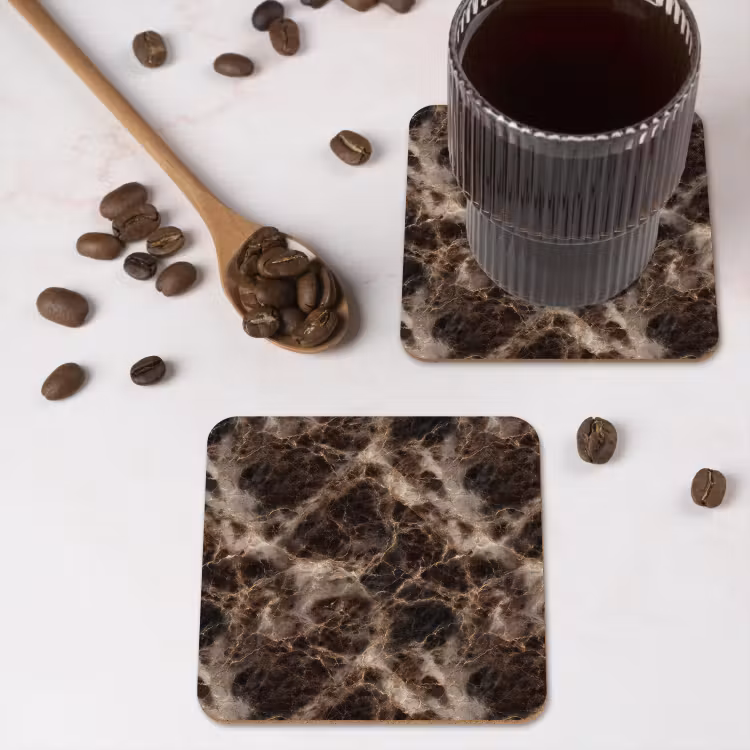 Coaster - Brown - Gold - Marble — 4