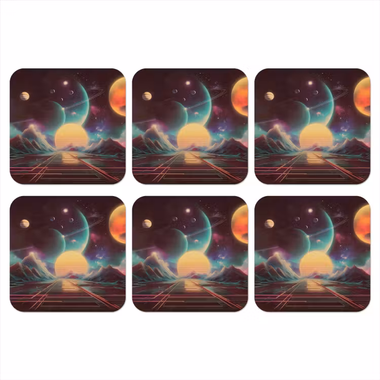 Coaster - Planets - Neon - Mountain landscape - Sun — 1