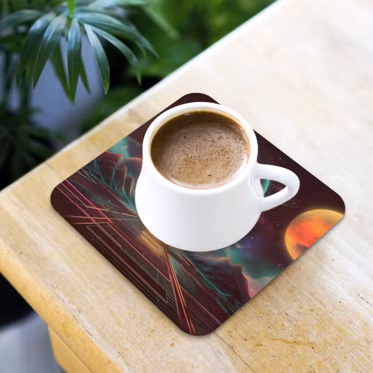 Coaster - Planets - Neon - Mountain landscape - Sun — 3