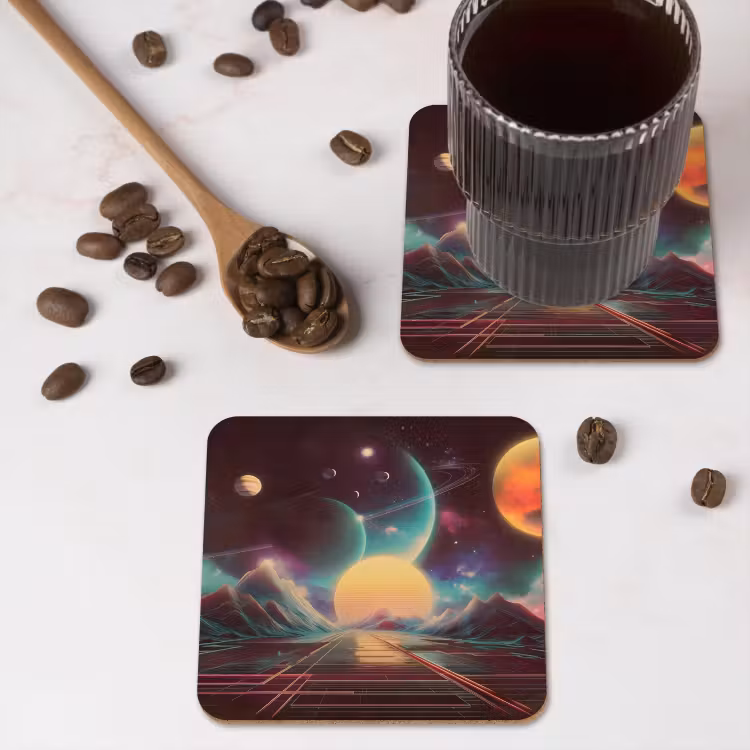 Coaster - Planets - Neon - Mountain landscape - Sun — 4