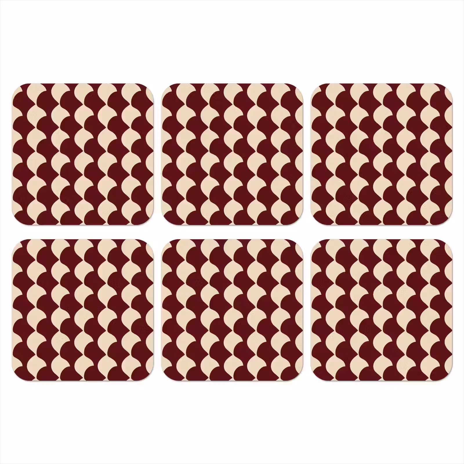 Coaster - Red - Tile pattern - Cream — 1