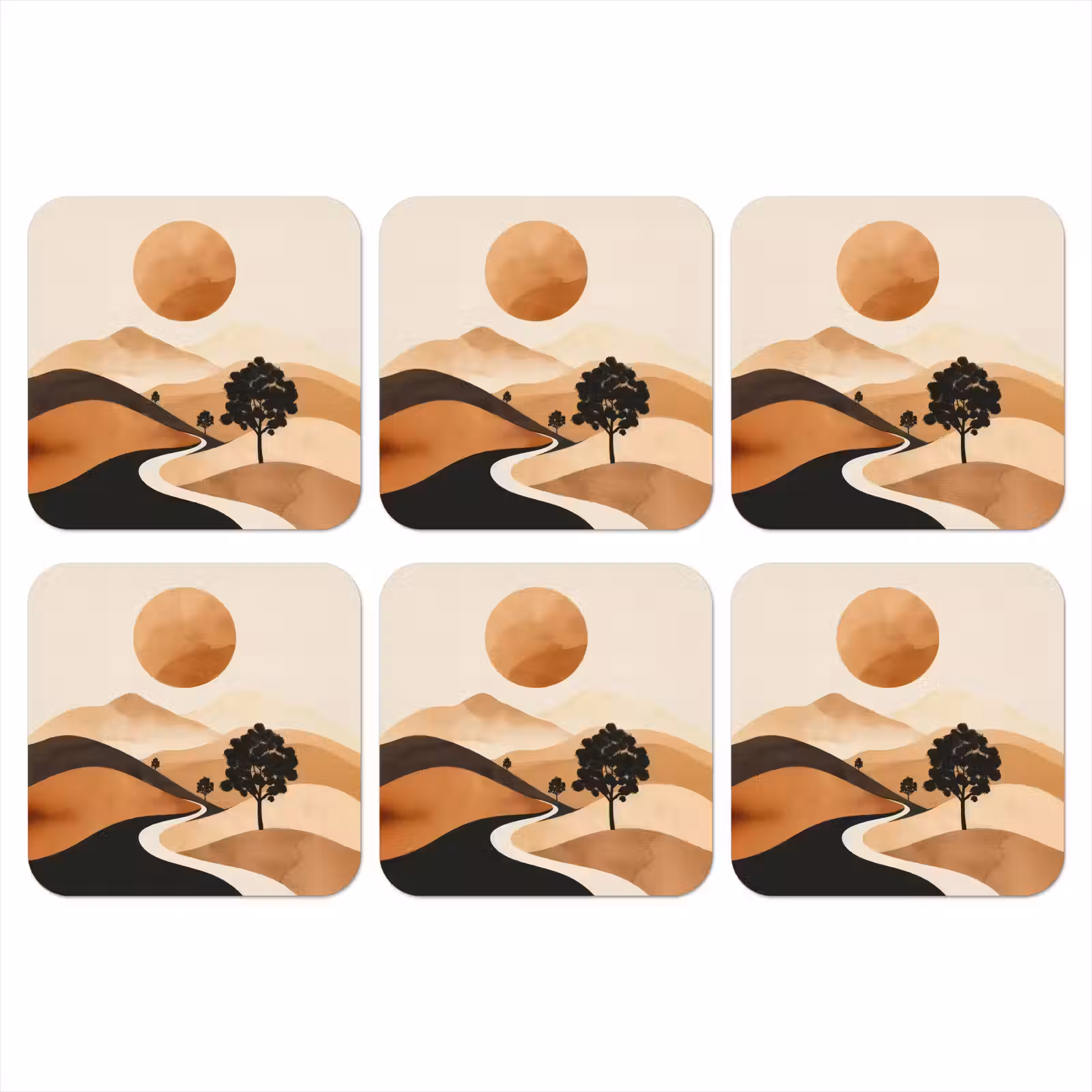 Coaster - Sun - Hills - Tree - Abstract — 1