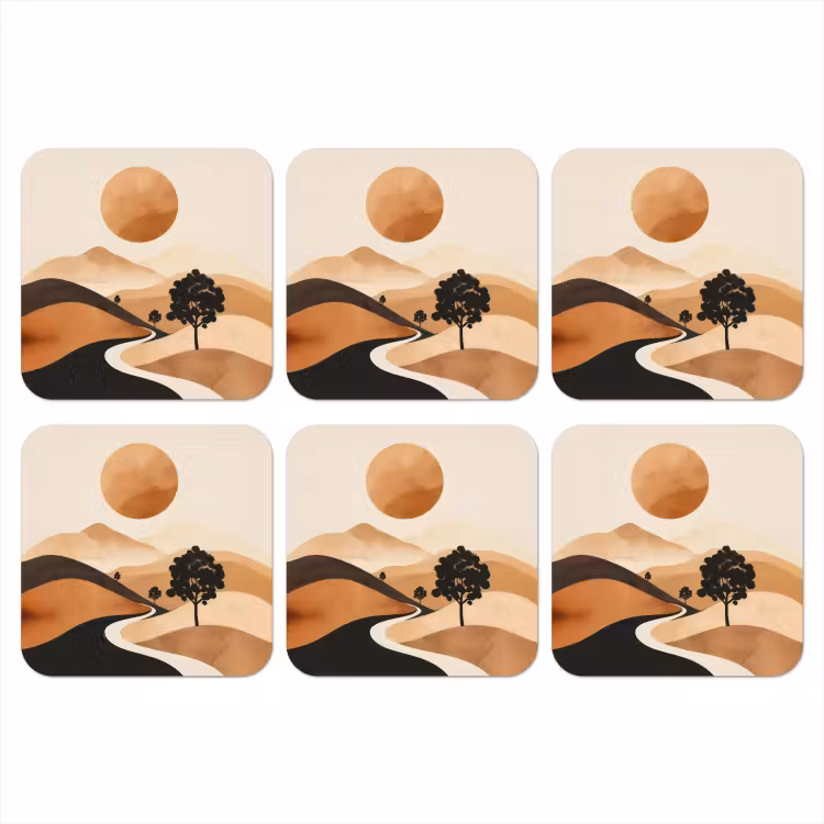 Coaster - Sun - Hills - Tree - Abstract — 1