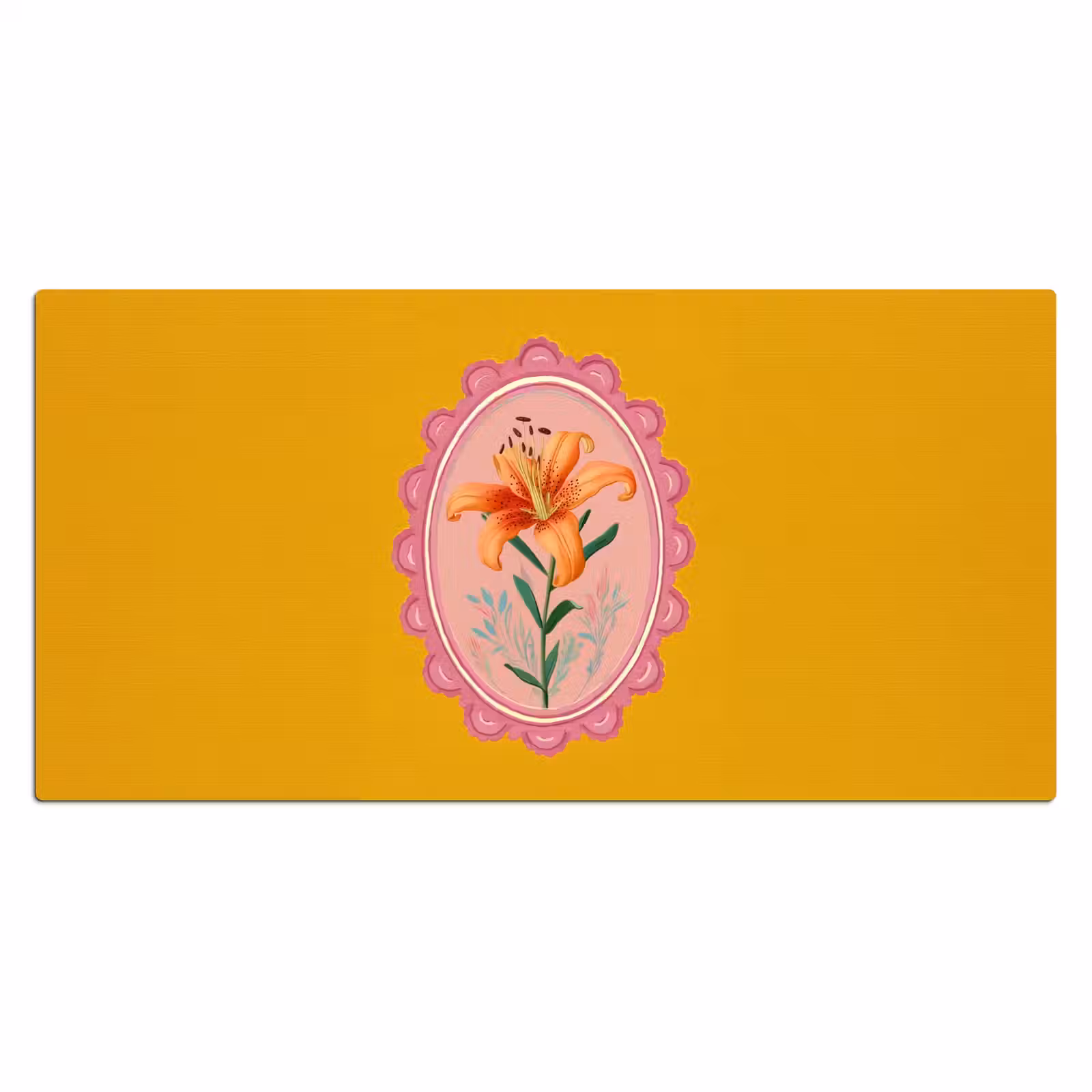 Desk Mat - Lily - Orange - Frame - Oval — 1