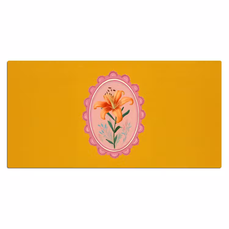 Desk Mat - Lily - Orange - Frame - Oval — 1