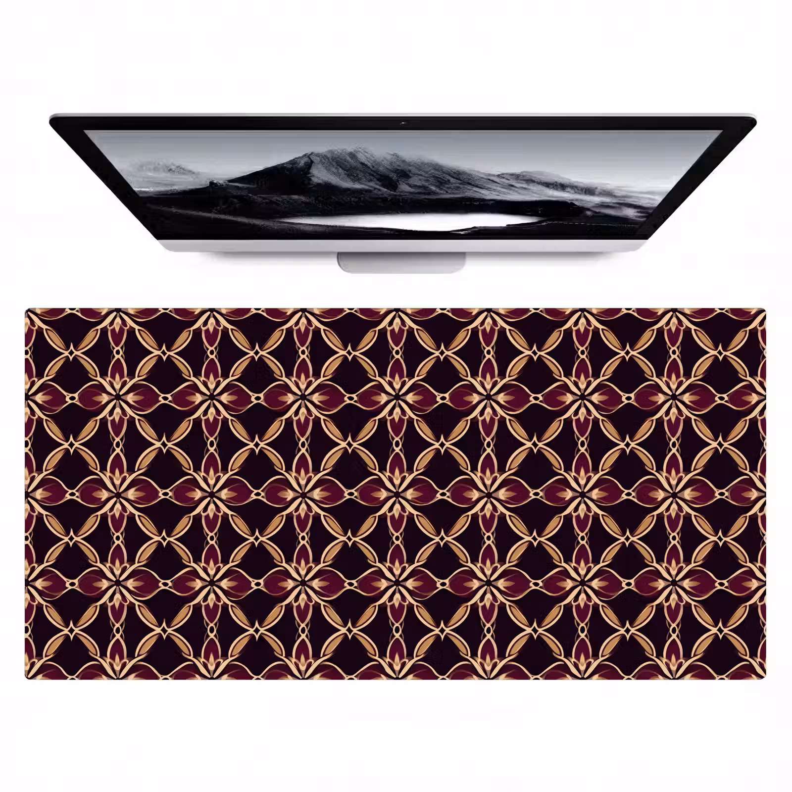 Desk Mat - Symmetrical - Tile - Burgundy — 1